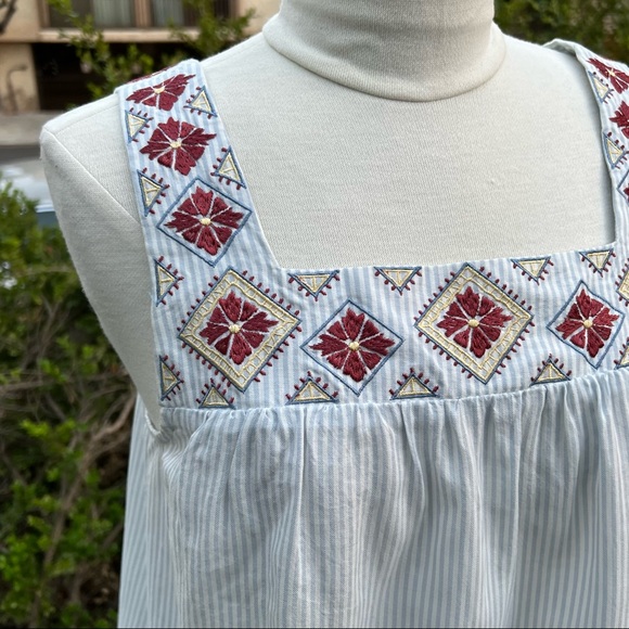 MADEWELL Tank Some Embroidery Pinstripe Loose Fit Size Small - Picture 2 of 7
